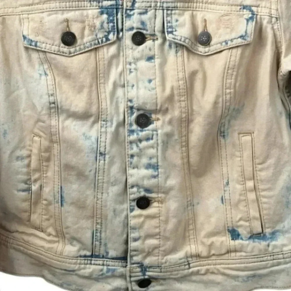 Free People Acid Wash Distressed Cropped Denim Jacket Women's Size 6 - Picture 3 of 10